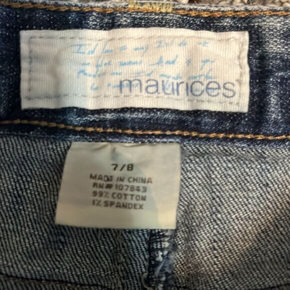 Maurices Denim Skirt Beaded Back Pockets Size 7/8 - Picture 3 of 9